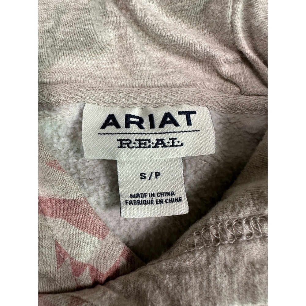Ariat Hoodie Womans Small Southwestern Aztec Print Sweatshirt Pink Tan Pullover - Picture 2 of 10